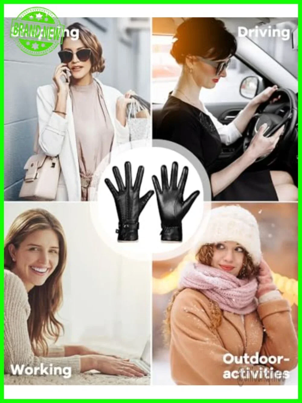 Genuine Sheepskin Leather Touchscreen Gloves for Women - Adjustable Strap